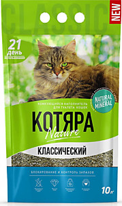 Котяра нкт 4,2кг/10л минеральный комкующийся классический 1/4
